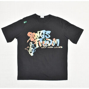 Songs of Freedom Men's T Shirt Crew Neck Short Sleeve Cotton Black Size L